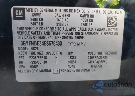 2014 Cadillac Srx Luxury Collection from USA, damaged, VIN 3GYFNBE34ES678433